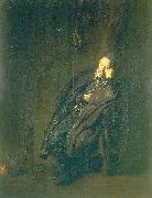 REMBRANDT Harmenszoon van Rijn An old man asleep by a fire oil painting on canvas